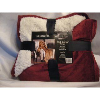 London Fog Micro Mink throw blanket reversible to Plush Sherpa throw blanket 50in x 70in, 100% Polyester, Red  