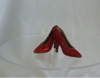 small pair chocolate shoes red glitter by clifton cakes