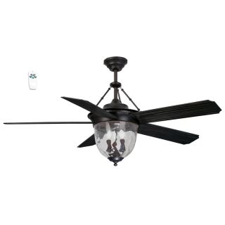 Litex 52 in Aged Bronze Downrod Mount Ceiling Fan with Light Kit and Remote