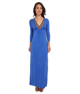 ROMEO & JULIET COUTURE Maxi Dress w/ Embellishment At Neck Womens Dress (Blue)