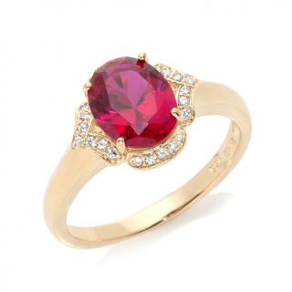 2.26ct Absolute™ Oval Created Ruby Pavé Frame Solitaire Ring