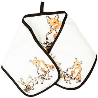 fox hare and hedgehog design oven gloves by mellor ware