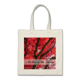fall red maple tree wedding bags for bride, groom, canvas bags
