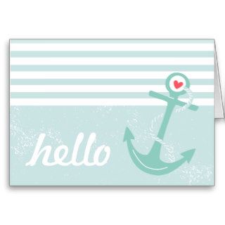 Girly Nautical Anchor Hello Card