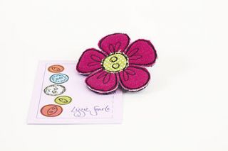 embroidered flower polka dot brooch by lizzie searle