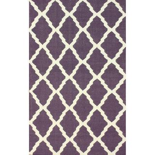 Nuloom Hand hooked Moroccan Trellis Flatweave Purple Wool Rug (76 X 96)