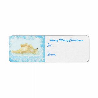 Gift Tag Beary Merry Christmas Polar Bear Relaxing Custom Return Address Label