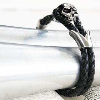 men's leather skull bracelet by zamsoe