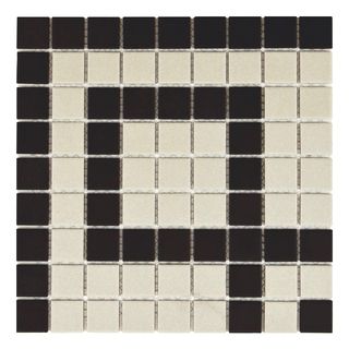 Somertile Manhattan Square Greek Key Corner 9.75x9.75 inch Unglazed Porcelain Mosaic Tiles (pack Of 4)