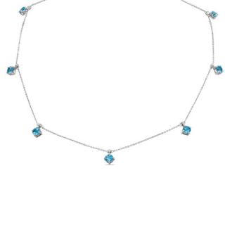 0mm Swiss Blue Topaz Station Necklace in Sterling Silver   Zales