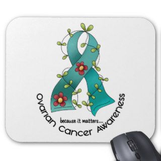 Ovarian Cancer FLOWER RIBBON 1 Mouse Pad