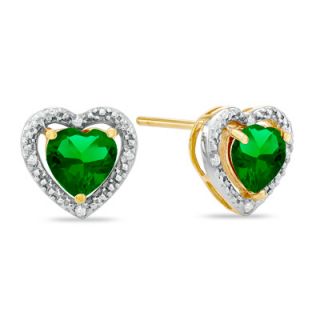 0mm Heart Shaped Lab Created Emerald and Diamond Accent Heart Frame