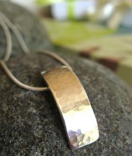 silver hammered rectangle pendant by rachel baglin handmade silver