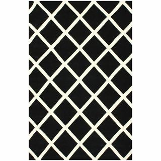 Nuloom Handmade Moroccan Trellis Black Wool Rug (6 X 9)