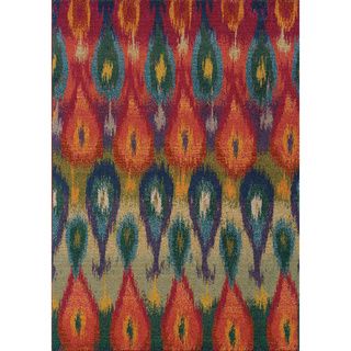 Vibrant Abstract Red And Multicolored Area Rug (4 X 59)