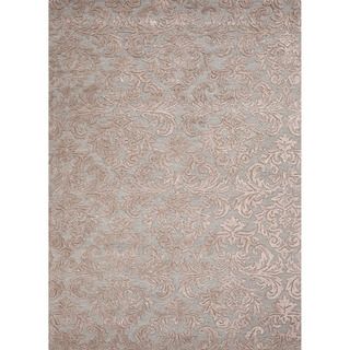 Hand tufted Transitional Floral pattern Textured Blue Rug (5 X 8)