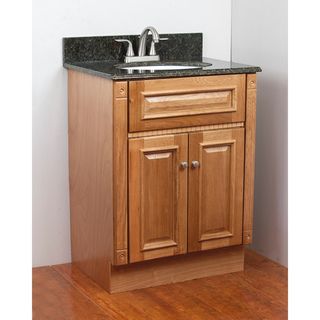 Heritage Oak Granite Top Single Sink Vanity Cabinet