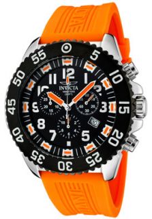 Invicta 1103  Watches,Mens Pro Diver Chronograph Black Dial Orange Polyurethane, Chronograph Invicta Quartz Watches