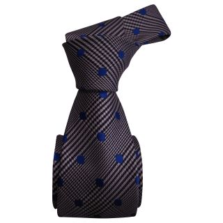 Dmitry Mens Grey Polka Dot Patterned Italian Silk Tie