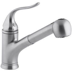 Kohler K 15160 G Brushed Chrome Coralais Single Handle Kitchen Faucet with Pull 