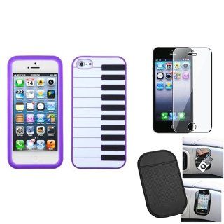 eForCity Film + Mat + Purple Piano Music Keys Silicone Soft Case Cover compatible with iPhone® 5 5G Cell Phones & Accessories