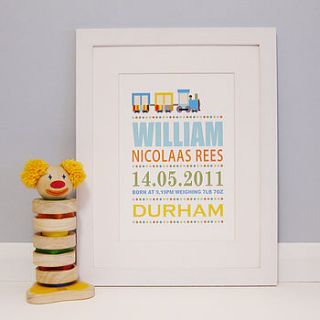 personalised train birth details print by milly bee