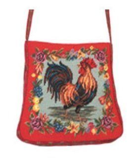 123 Creations C556PS Rooster petit point purse   Clutch Handbags