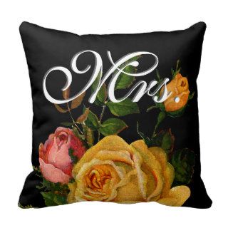 Bride Vintage Floral Yellow and Pink Heirloom Rose Throw Pillows