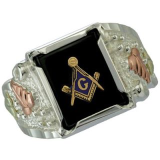 gold onyx masonic ring in sterling silver orig $ 179 00 152