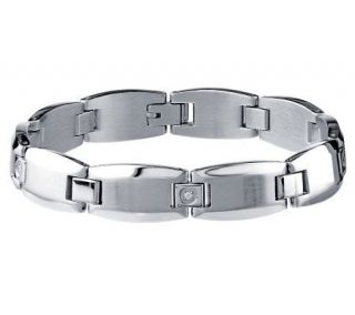 Affinity Diamond 1/10 cttw Steel Mens Satin Finish Bracelet —