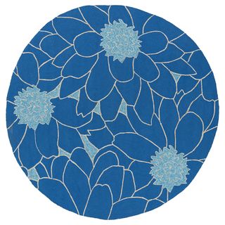 Fiesta Round Blue Flower Indoor/ Outdoor Rug (79)