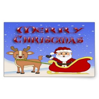 Merry Christmas Santa Rectangle Stickers