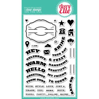 Avery Elle Clear Stamp Set 4x6 simply Labels Hello Friend