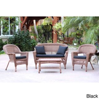 Honey Wicker 4 piece Patio Conversation Set Wicker Lane Sofas, Chairs & Sectionals