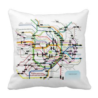 Tokyo Subway Map 東京地下鉄マップ Throw Pillow