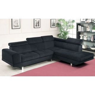 Sopron Contemporary Style Sectional Sofa In Black Bella Fabric