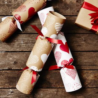 recycled heart christmas crackers by sophia victoria joy