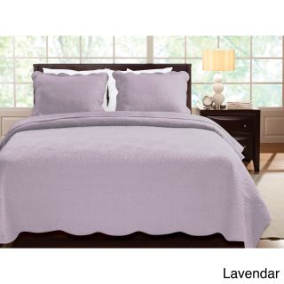 Greenland Home Fashions Serenity 100 percent Cotton Oversized 3 piece Quilt Set Purple Size King