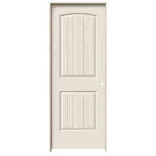 ReliaBilt 2 Panel Round Top Plank Solid Core Smooth Molded Composite Left Hand Interior Single Prehung Door (Common 80 in x 32 in; Actual 81.68 in x 33.56 in)