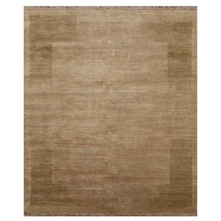 Hand knotted Gold Solid Wool Rug (8 X 10)