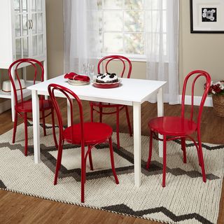 Tms Vintage Occasion Red/ White 5 piece Dining Set Red Size 5 Piece Sets