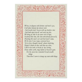 Sonnet # 29 by William Shakespeare Poster