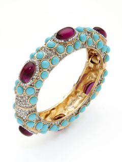 Amethyst & Turquoise Hinged Bangle by Kenneth Jay Lane