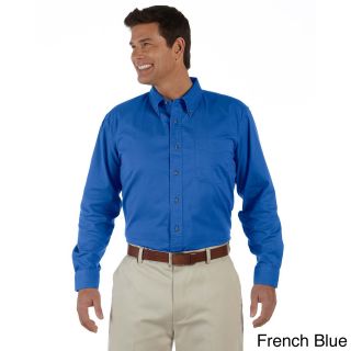 Devon and Jones Mens Titan Long sleeve Twill Button down Shirt Blue Size XXL