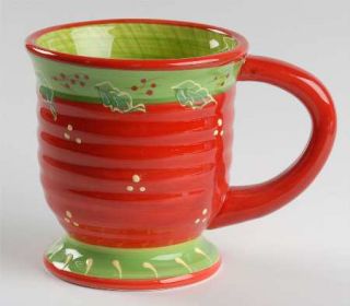 Romancing Provence Holly Christmas Mug, Fine China Dinnerware   Green, Red, Yell