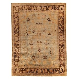 Safavieh Hand knotted Oushak Soft Green/ Rust Wool Rug (9 X 12)