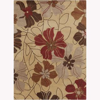 Mandara Hand tufted Floral Wool Rug With Canvas Backing (5 X 7)