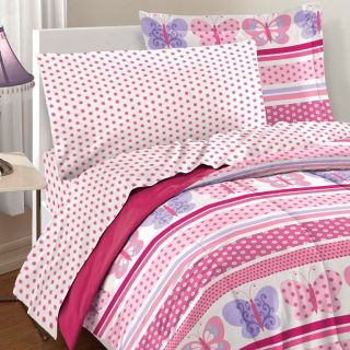 Butterfly Dots 7 piece Bed In A Bag With Sheet Set