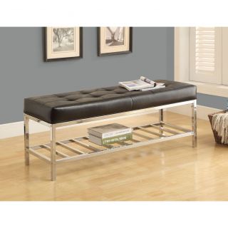 Monarch Black Leather look/chrome Metal 48 inch Bench