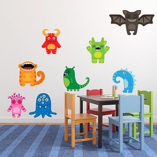 happy monsters wall stickers by mirrorin